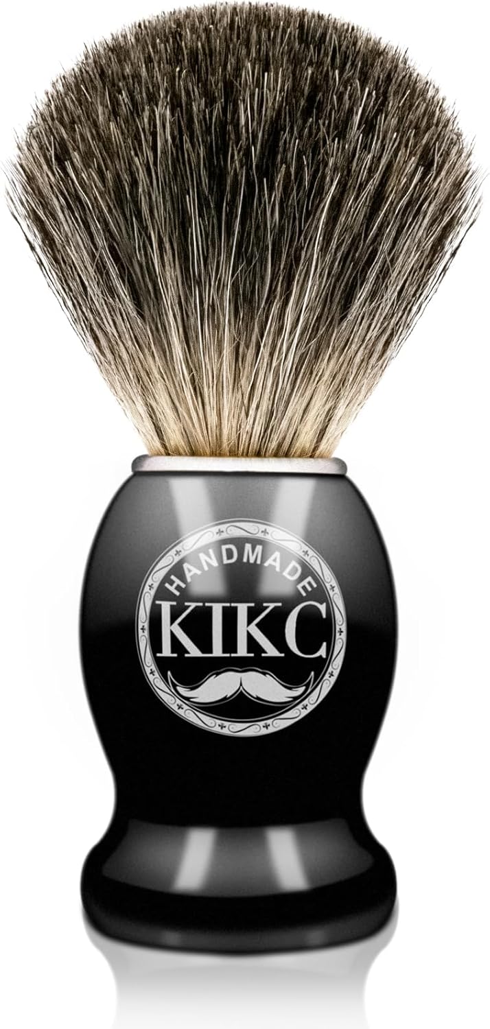 Hand Crafted Pure Badger Shaving Brush for Wet Shave, Soft Bristle, Wood Handle Black Color, Best Gift for Bearded Man