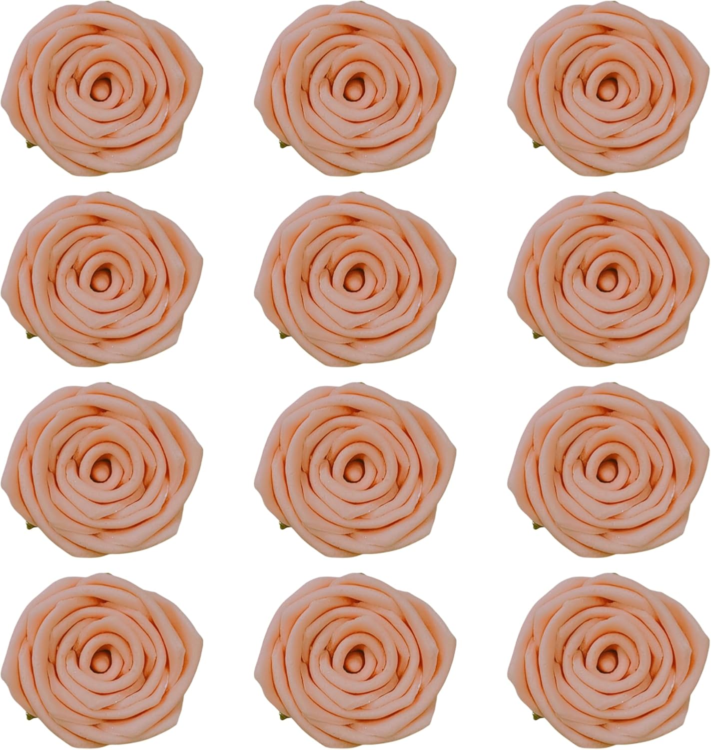 Confect Edible Rose Topper | Pretty Peach Pearl Edible Rose Toppers for Cakes, Cupcakes & Doughnuts | Perfect for Cake Decorations & Cupcake - Vegan, Dairy-Free, Palm Oil-Free - Pack of 12