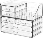 SUOXING Clear Acrylic Makeup Organizer for Vanity,Bathroom,Dresser,6 Drawer Cute Make up Organizers for Counter,Plastic Countertop Makeup Storage for Beauty,Jewelry,Brush,Cosmetic,Skin Care Organizer