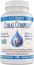 Coral Complex 3 Calcium Supplement Vitamin D3 & Magnesium – 900 mg Bioavailable Coral Calcium for Bone Strength, Joint Support & pH Balance – Trace Minerals, Non-GMO, 300 Veg Capsules