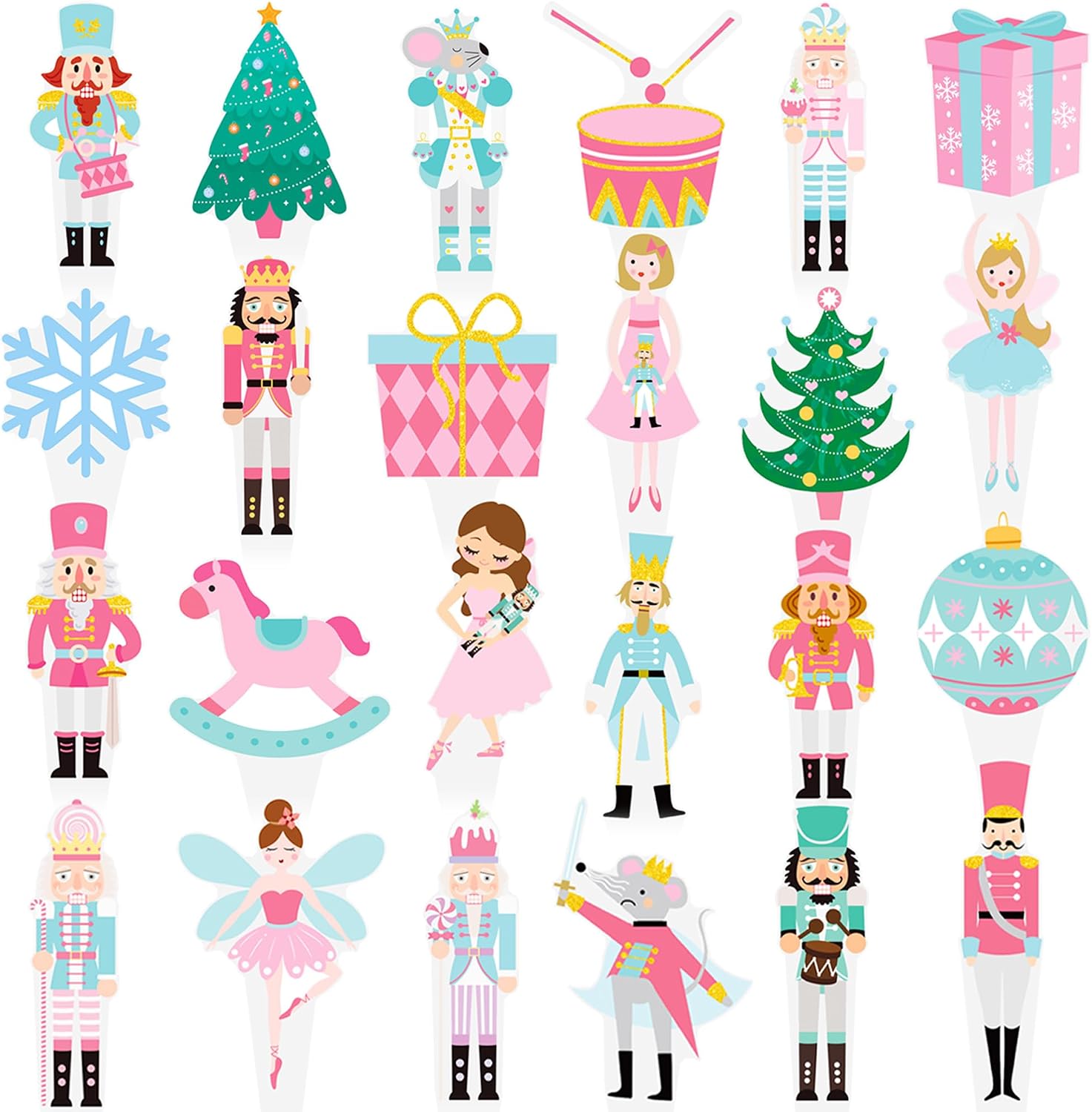 Nutcracker Party Cupcake Decorations 48Pcs Nutcracker Christmas Cupcake Toppers Nutcracker Cupcake Picks Christmas Ballet Theme Cake Topper for Winter Holiday Party Dessert Supplies