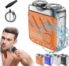Skyworl Mini Shaver, Beard Shavers Portable Suitcase Design, Mini Portable Electric Shaver for Men Waterproof, Fast Charging Long Battery Life Double-Ring Magnetic Cutter (Orange)