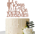 Maicaiffe Soon to Be Mr & Mrs Cake Topper - Bridal Shower Party Cake Decoration - Wedding Engagement Party Decor Supplies Rose Gold Glitter