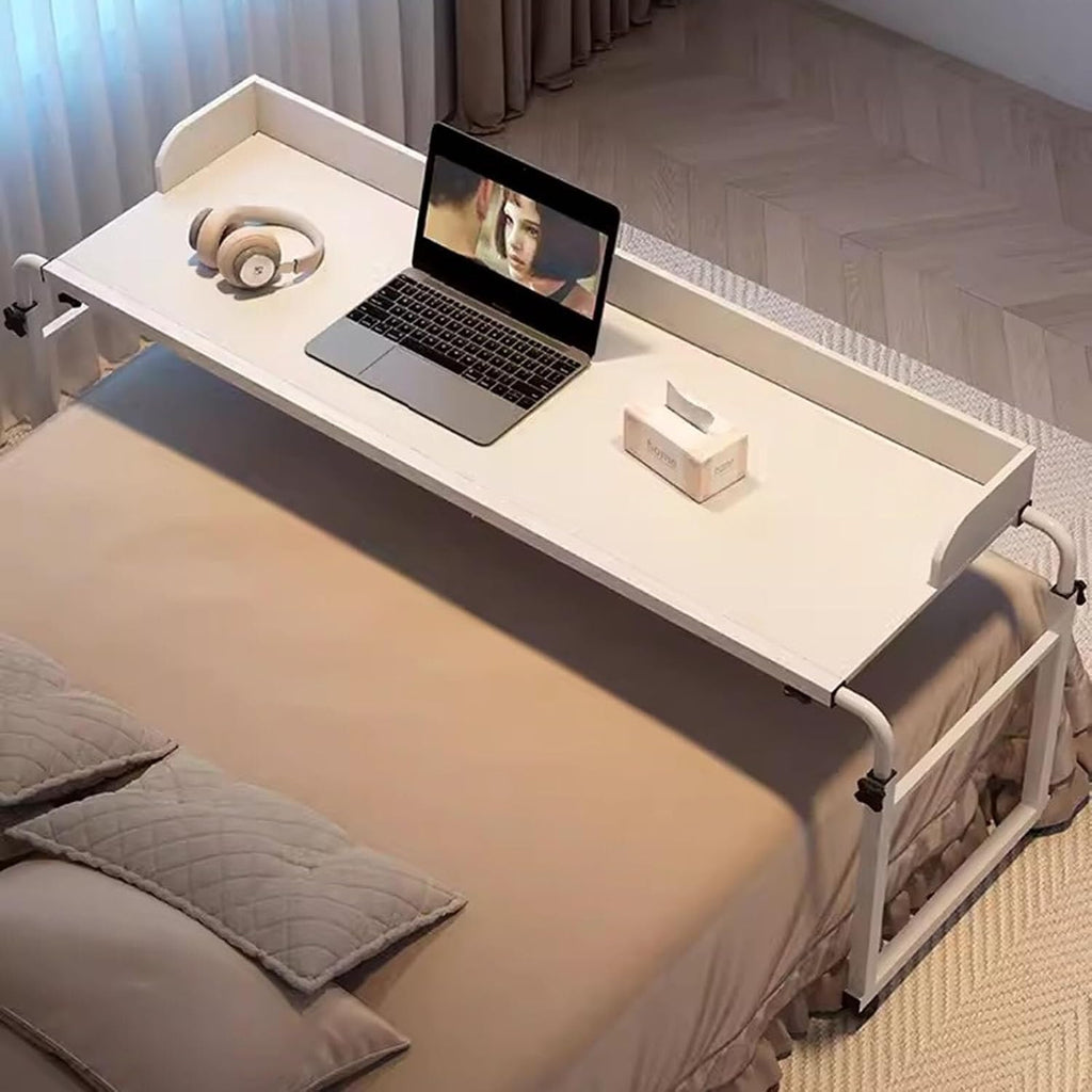 Adjustable 115-210cm Overbed Table with Wheels, Bed Tables Overbed Tables Rolling Storage Trolley Standing Workstation Adjust Height 65-95cm Computer Desk for Home and Hospital