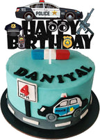 Police Happy Birthday Cake Topper Policeman Police Officer Cake Topper Police Car Theme Cake Decoration for Kids Boy Girl