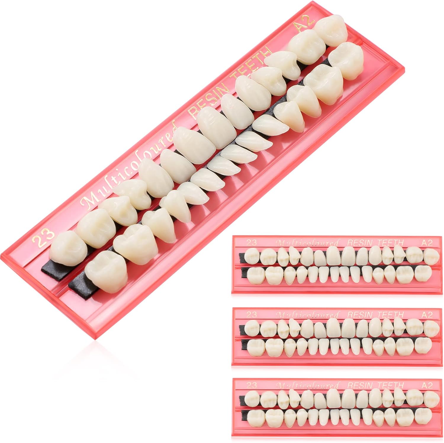 Nuanchu 4 Sets Tooth Repair Kit for Filling the Missing Broken Tooth and Gaps Thermal Beads Replacement Kit Denture Fake Teeth, 112 Pieces, 23 A2