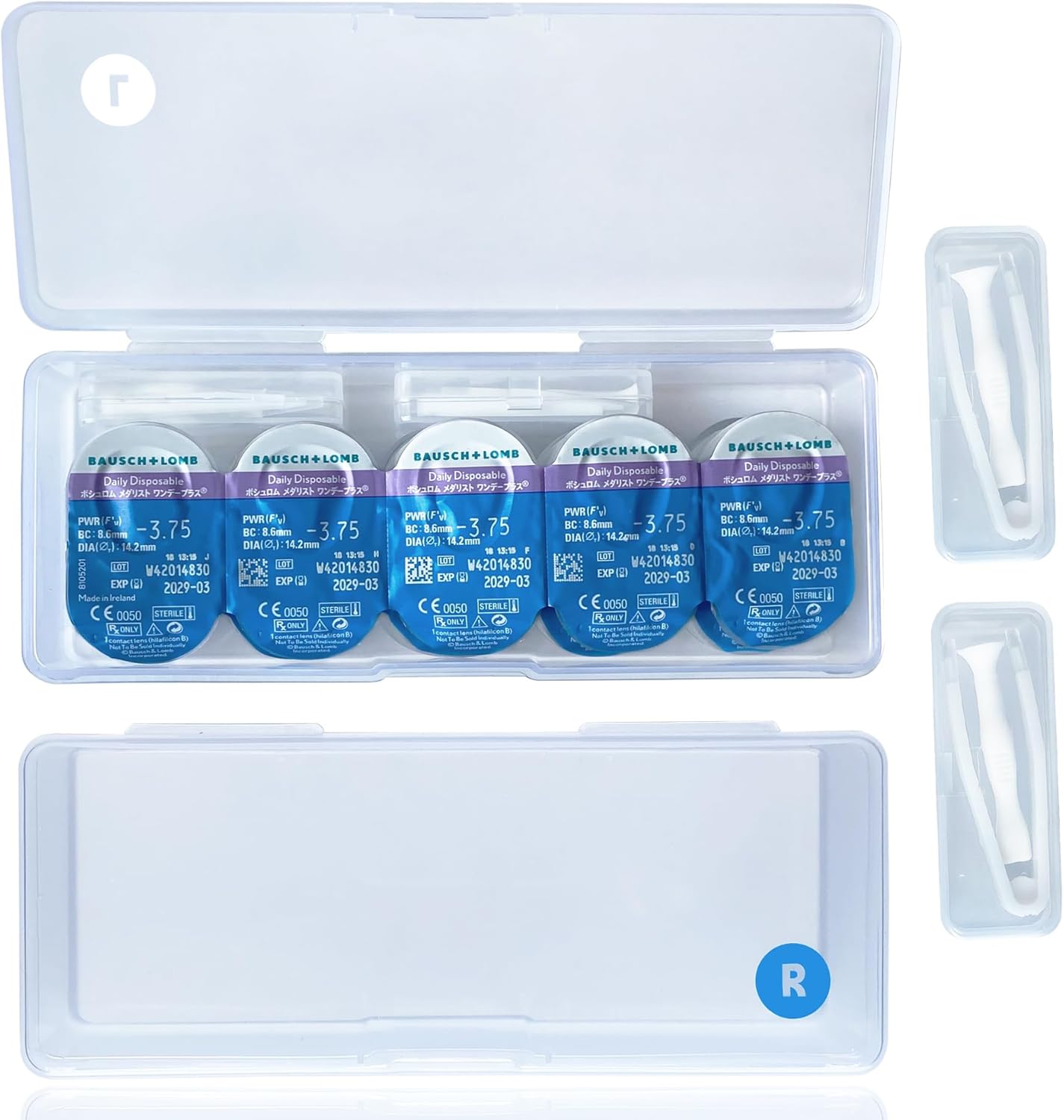2 Pack Contact Lens Organizer Case with 2 Pack Stick Tool Set, Portable Storage Case for Disposable Contact Lenses for 30 Days Storage Box for All Contact Lens with Stick Tool Set