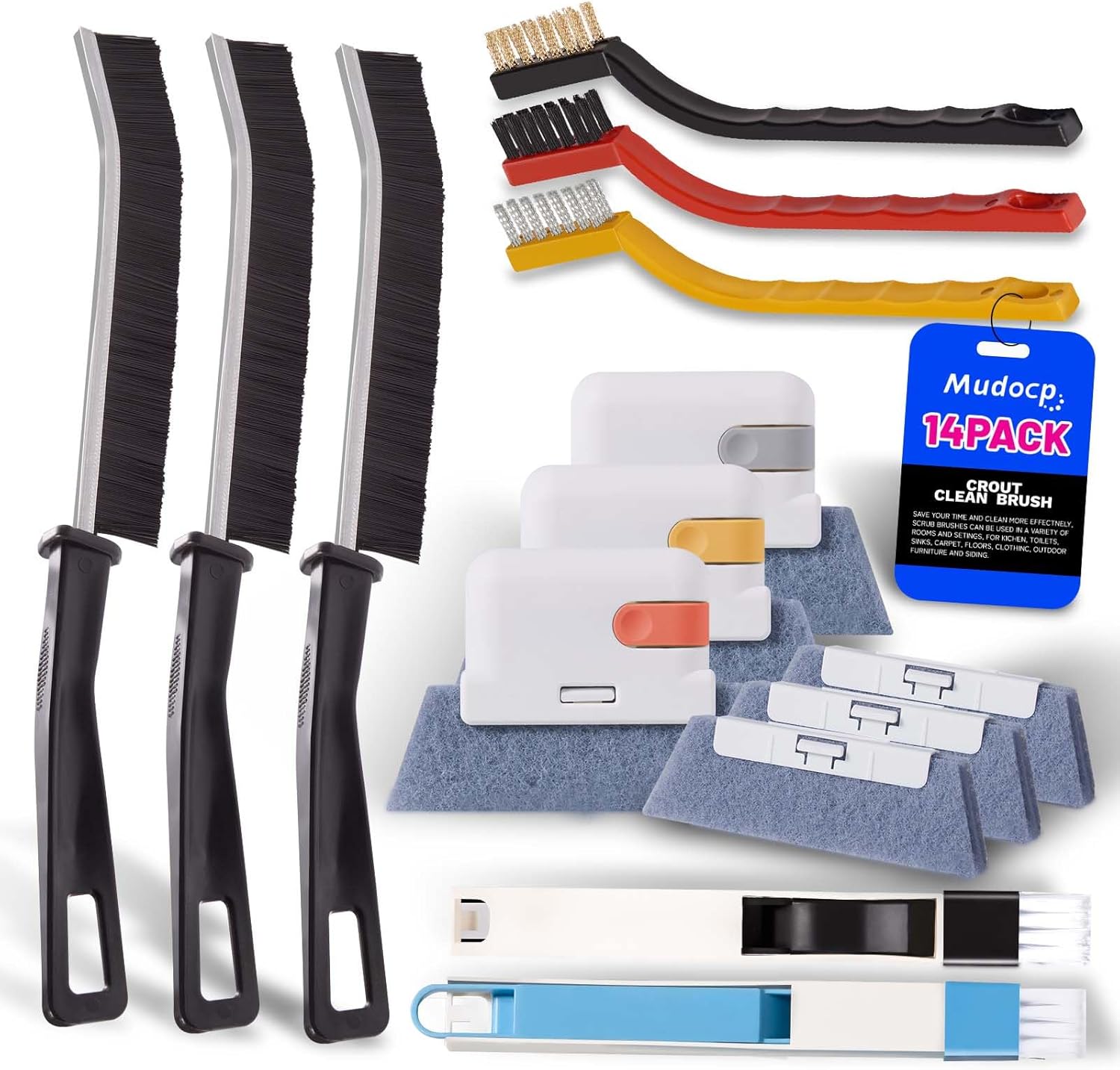 Window Track Cleaner Tools Set, 14 PCS Window Groove Cleaning Brush Kit for Sliding Door, Sill, Tile Lines, Shutter, Car Vents, Keyboard