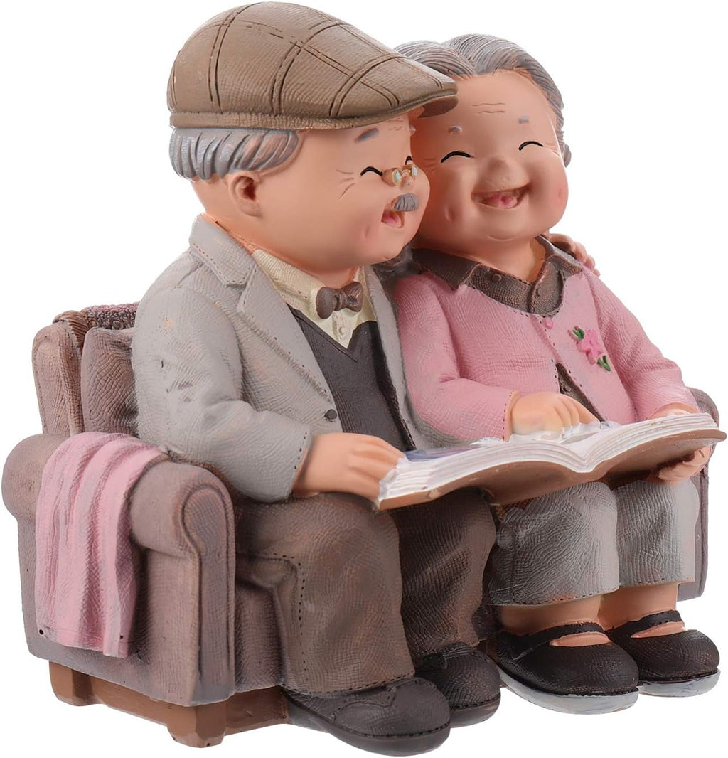 BESPORTBLE Loving Elderly Couple Miniature Figurines Grandparents Parents Statue Resin Couple Ornaments for Valentines Day Wedding Anniversary