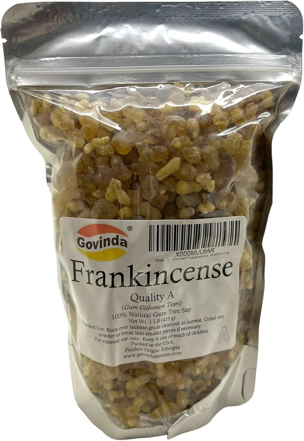 Govinda Frankincense Natural Gum Tree Sap Tears Quality A 1 lb