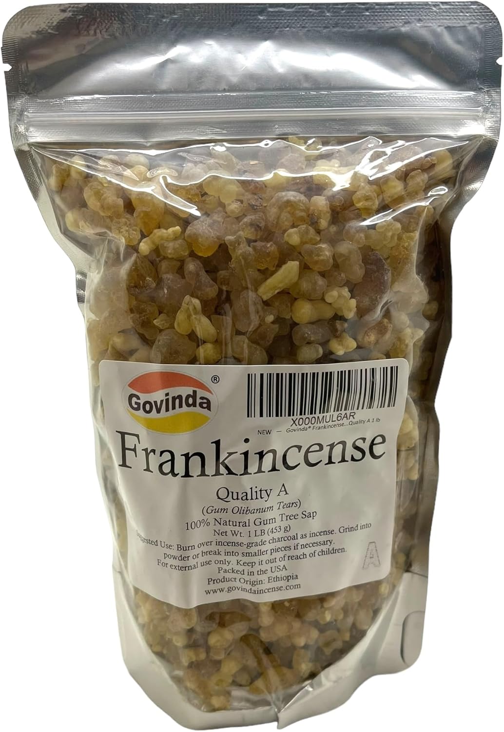 Govinda Frankincense Natural Gum Tree Sap Tears Quality A 1 lb