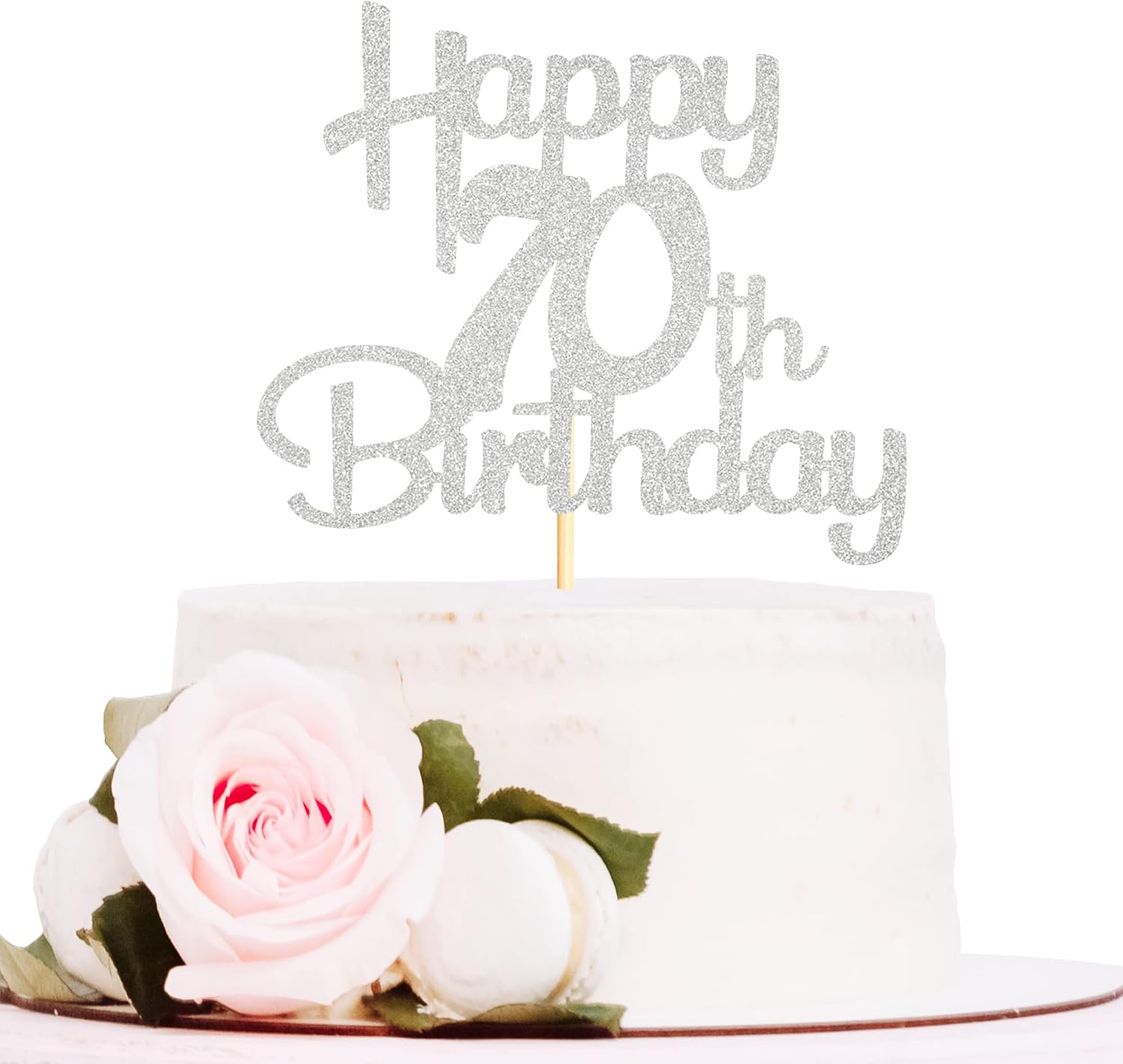 Sotpot Happy 70th Birthday Cake Topper Silver Glitter Cheers to 70 Years Cake Topper 70 Birthday Cake Decorations for 70th Birthday Anniversary Party Decorations Supplies - 1 Pack