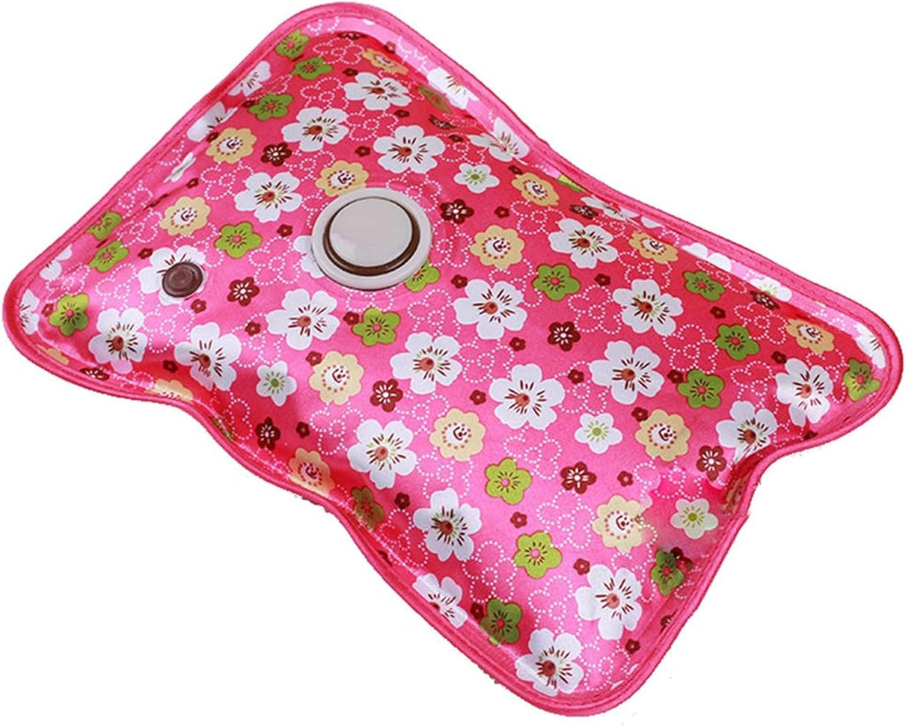 Electric Hot Water Bottle Flower Pattern Stomach Warmer Sealed Leakproof Hand Warmers Rechargeable Hot Water Bag for Period Cramps, Neck, Back, Shoulder Pain Relief US Plug Electric Bo