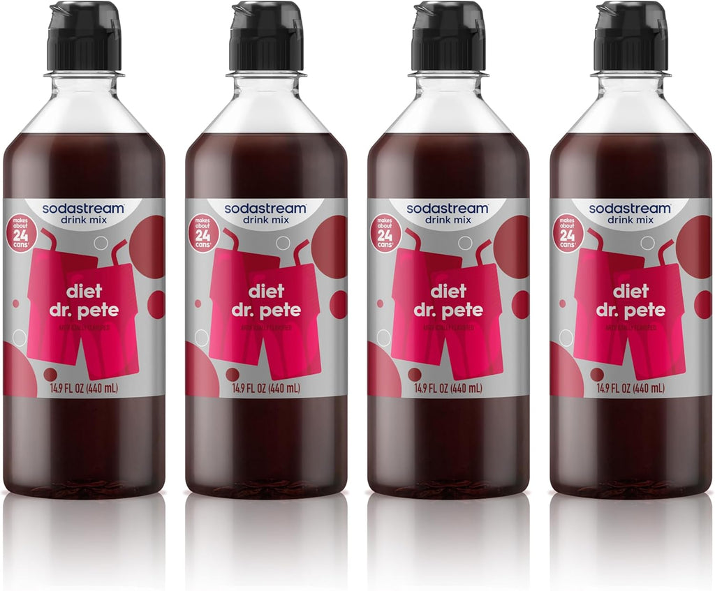 SodaStream Classics Diet Dr Pete New Pour Bottle, 14.9 Fl Oz (Pack of 4)