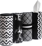 Winoo Design Small Car Tissues Holder - 4PK Modern Black Plastic & Resin Facial Tissues Cylinder - Fits Most Car Cup Holders - Travel Tissue Tubes Box Container