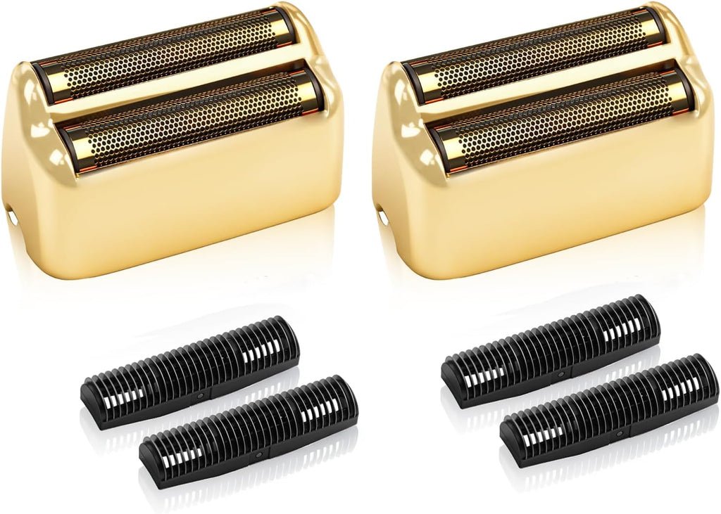 2 Pack Shaver Replacement Foil and Cutters Compatible with BaBylissPRO Double FXFS2 Metal Shaver foil Replacement,Golden