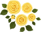 Global Sugar Art Exquisite Rose & Leaf Tray Sugar Cake Flowers, Yellow Unwired, 5 Count by Chef Alan Tetreault