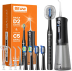 Water Flosser and Electric Toothbrush Combo - Cordless Water Flosser for Teeth - 5 Modes Sonic Electric Toothbrush, 3 Modes Portable Water Floss…