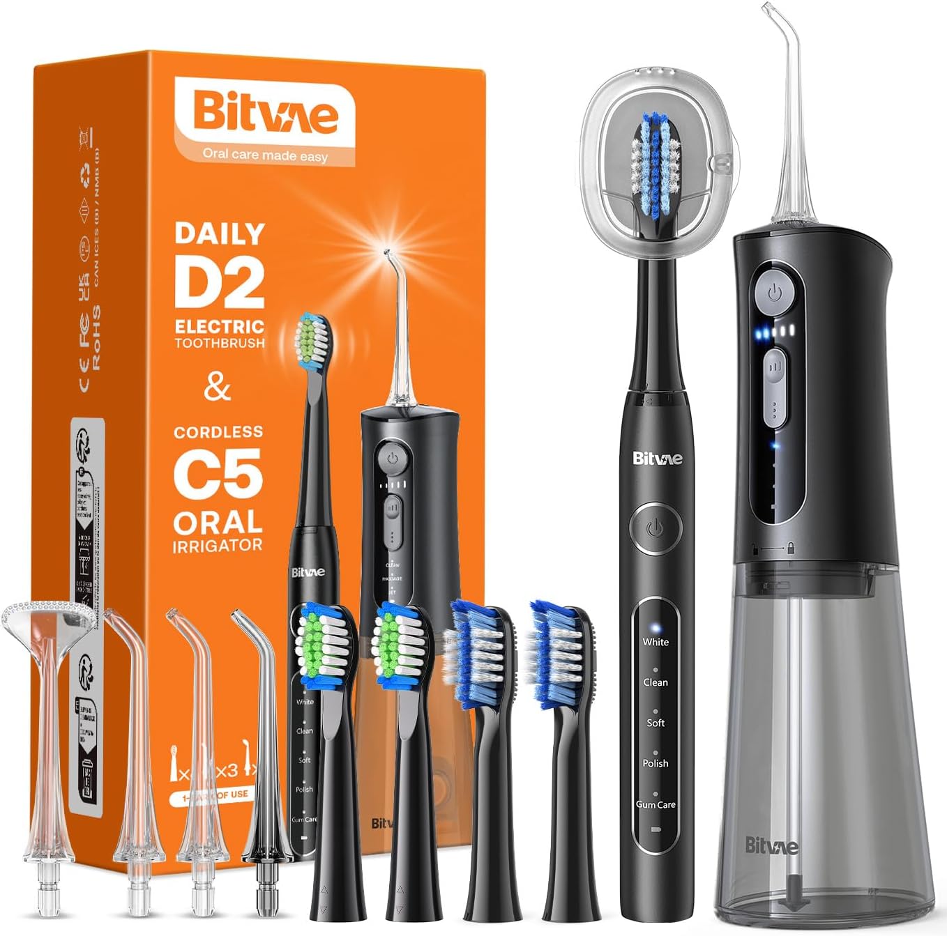 Water Flosser and Electric Toothbrush Combo - Cordless Water Flosser for Teeth - 5 Modes Sonic Electric Toothbrush, 3 Modes Portable Water Floss…