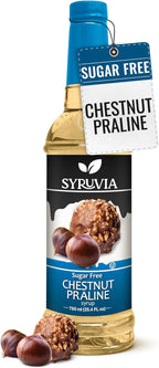 Syruvia Sugar Free Coffee Syrup, Chestnut Praline Flavored Syrup for Drinks, Lattes, and Desserts – 25.4 fl oz