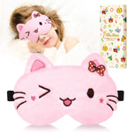 Miss Adola Sleep Mask for Kids - Cute Cartoon Plush Fuffy Sleeping Eye Cover Cat Kawaii Soft Eyeshade with Adjustable Strap Animal Eye Blindfold for Kids Girls Boys Teens