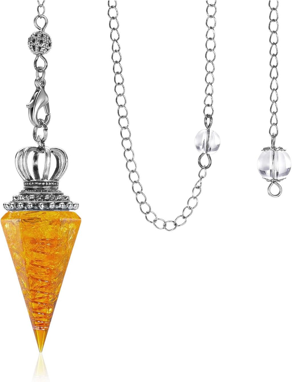 Jovivi Natural Citrine Crystal Pendulums for Divination Dowsing 6 Facted Crown Hexagonal Pointed Resin Chip Stones Healing Reiki Chakra Gemstone Pendulum Pendant Wiccan Witchcraft