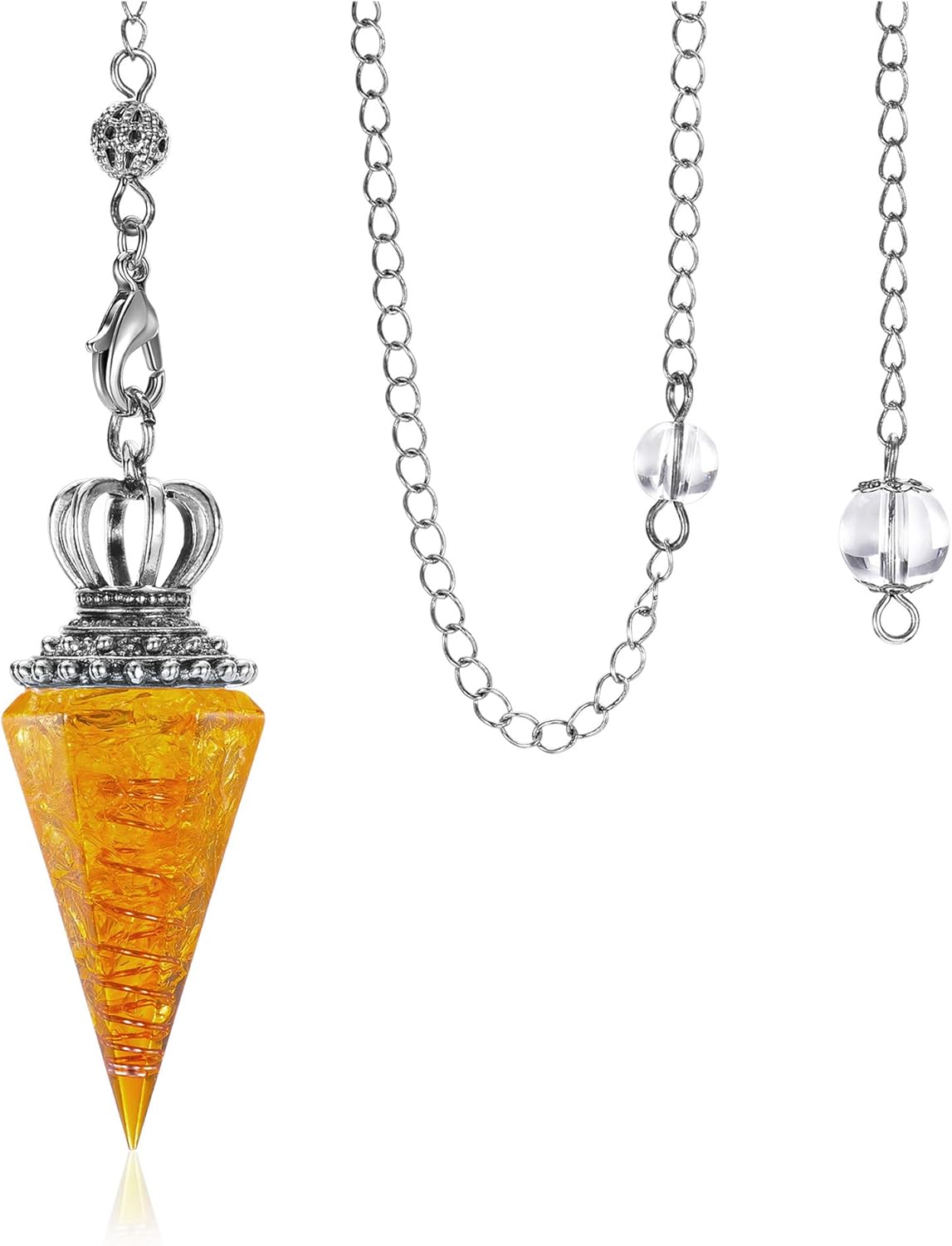 Jovivi Natural Citrine Crystal Pendulums for Divination Dowsing 6 Facted Crown Hexagonal Pointed Resin Chip Stones Healing Reiki Chakra Gemstone Pendulum Pendant Wiccan Witchcraft