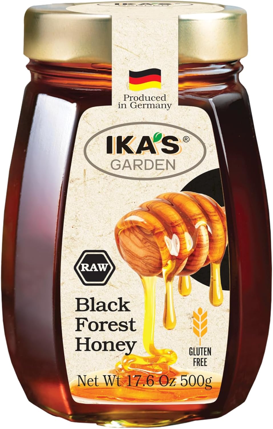 Ika’s Garden Raw Black Forest Honey – 100% Pure, Unfiltered, Gluten-Free – Product of Germany, 17.6 oz (500g) Jar