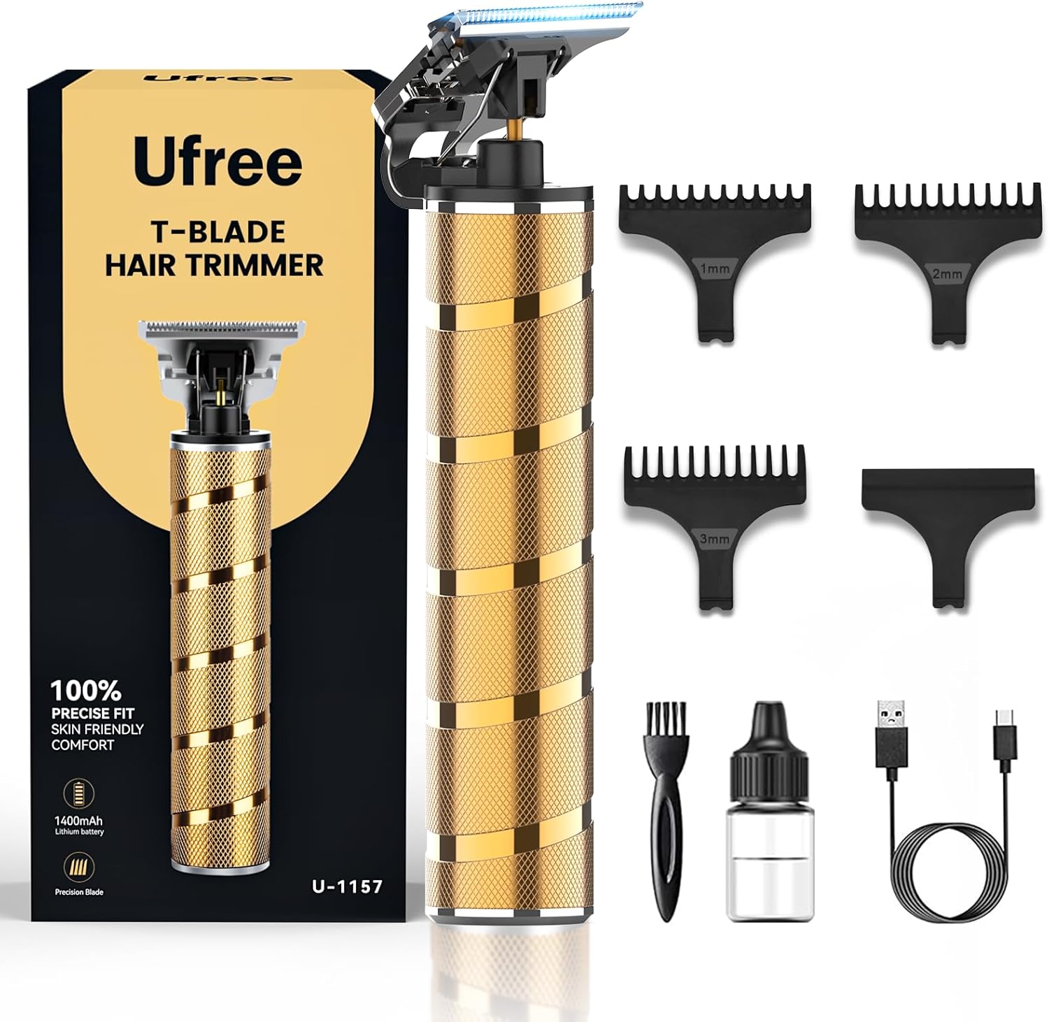 Ufree Hair Trimmer & Beard Trimmer for Men Professional, Electric Razor Shavers for Men, T Blade Precision Edgers Liners, Barber Clippers for Hair Cutting Mustache Facial, Mens Gifts