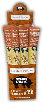 Big Fork Maple & Pepper Pork Snack Sticks – Small-Batch, Hickory-Smoked Meat Sticks | 100% Berkshire Pork with Real Maple & Black Pepper | Keto, Paleo, Gluten-Free, High-Protein Snack | 20 Count (1 oz Each)