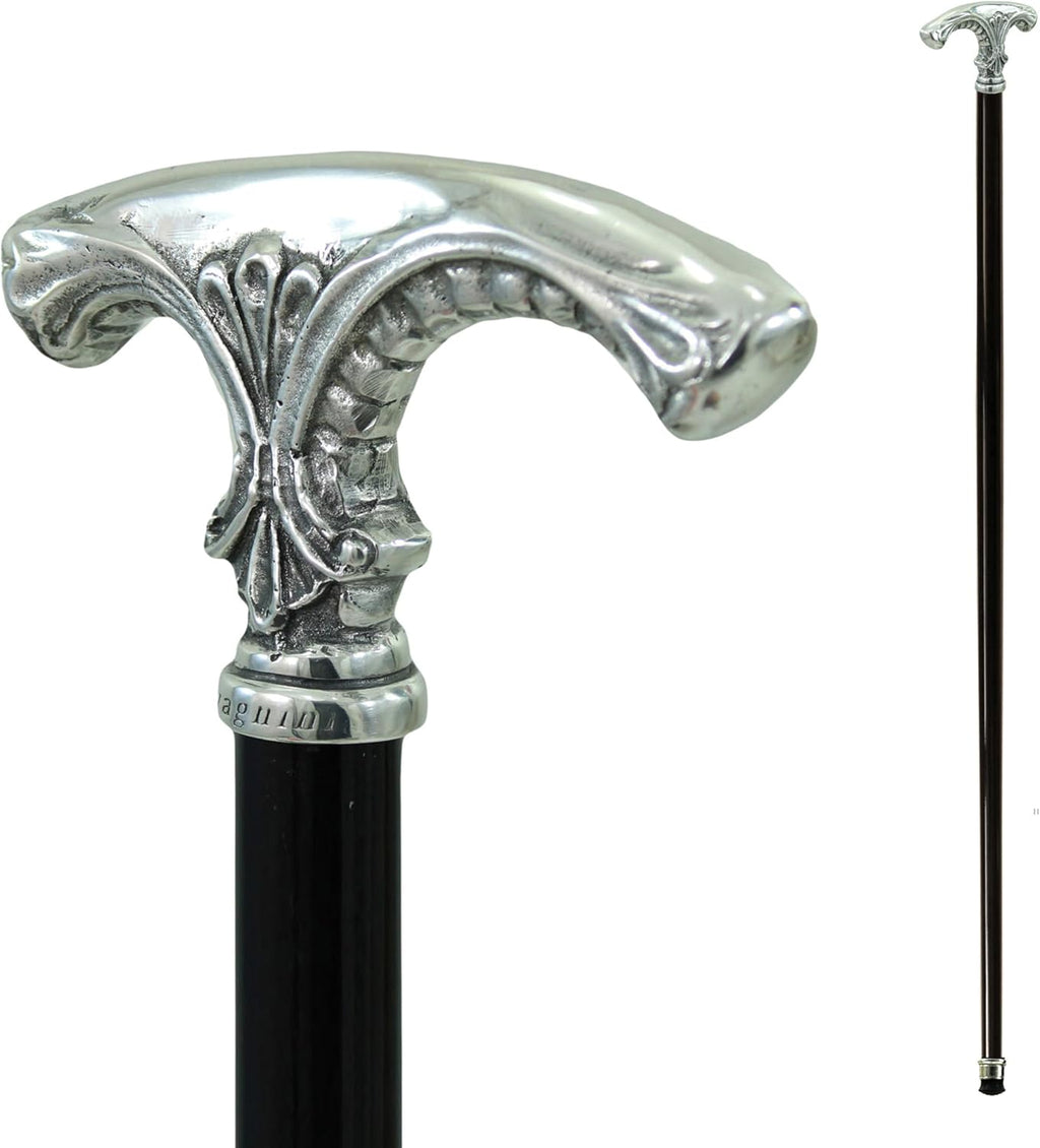 Italian Walking Stick – Handcrafted Wood Cane with Full Pewter Handle – Personalized Gift for Man or Woman – Elegant, Durable, Perfect for Weddings or Christmas – Made in Italy