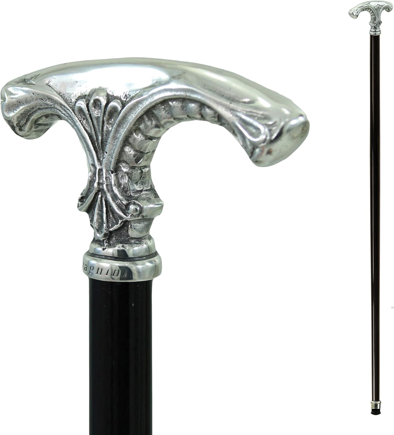 Italian Walking Stick – Handcrafted Wood Cane with Full Pewter Handle – Personalized Gift for Man or Woman – Elegant, Durable, Perfect for Weddings or Christmas – Made in Italy