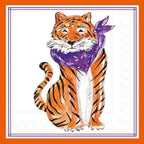 IHR Ideal Home Range Cocktail Napkins Rosanne Beck Hometown Pride Disposable 3-Ply Paper Party Napkin Pack, 5" x 5", Purple Sitting Tiger, 20-Count