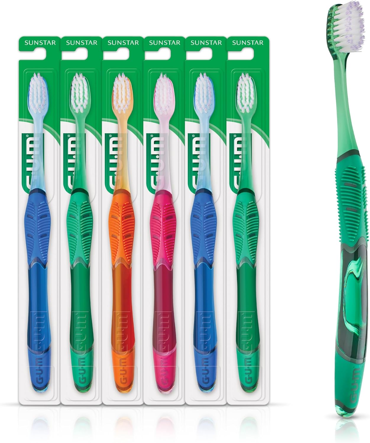 GUM Technique Deep Clean Toothbrush - Compact Head - Soft Toothbrushes for Adults with Sensitive Soft Bristles, 1 Count (Pack of 6)