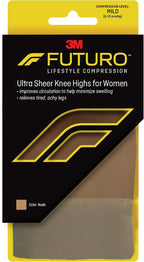FUTURO Ultra Sheer Knee Highs for Women, Medium, Nude, Mild (8-15 mm/Hg)