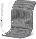 Snailax Heating Pad & Foot Warmer with 6 Temperature Settings & Auto Shut Off, 17”x33”, Washable Fast Heated Pads for Back Pain Relief,Abdomen,Feet,Back,Cramp(Grey)