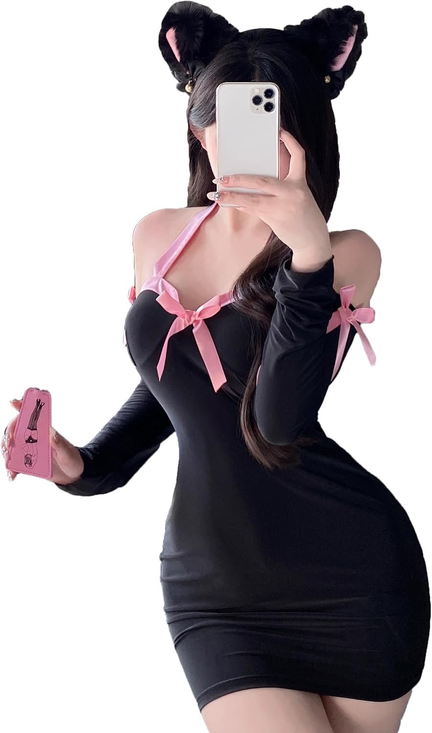 JasmyGirls Cat Lingerie Sexy Bunny Costume Halloween Cosplay Anime Dress Kawaii Sissy Maid Outfit Goth Japanese Role Playing Set