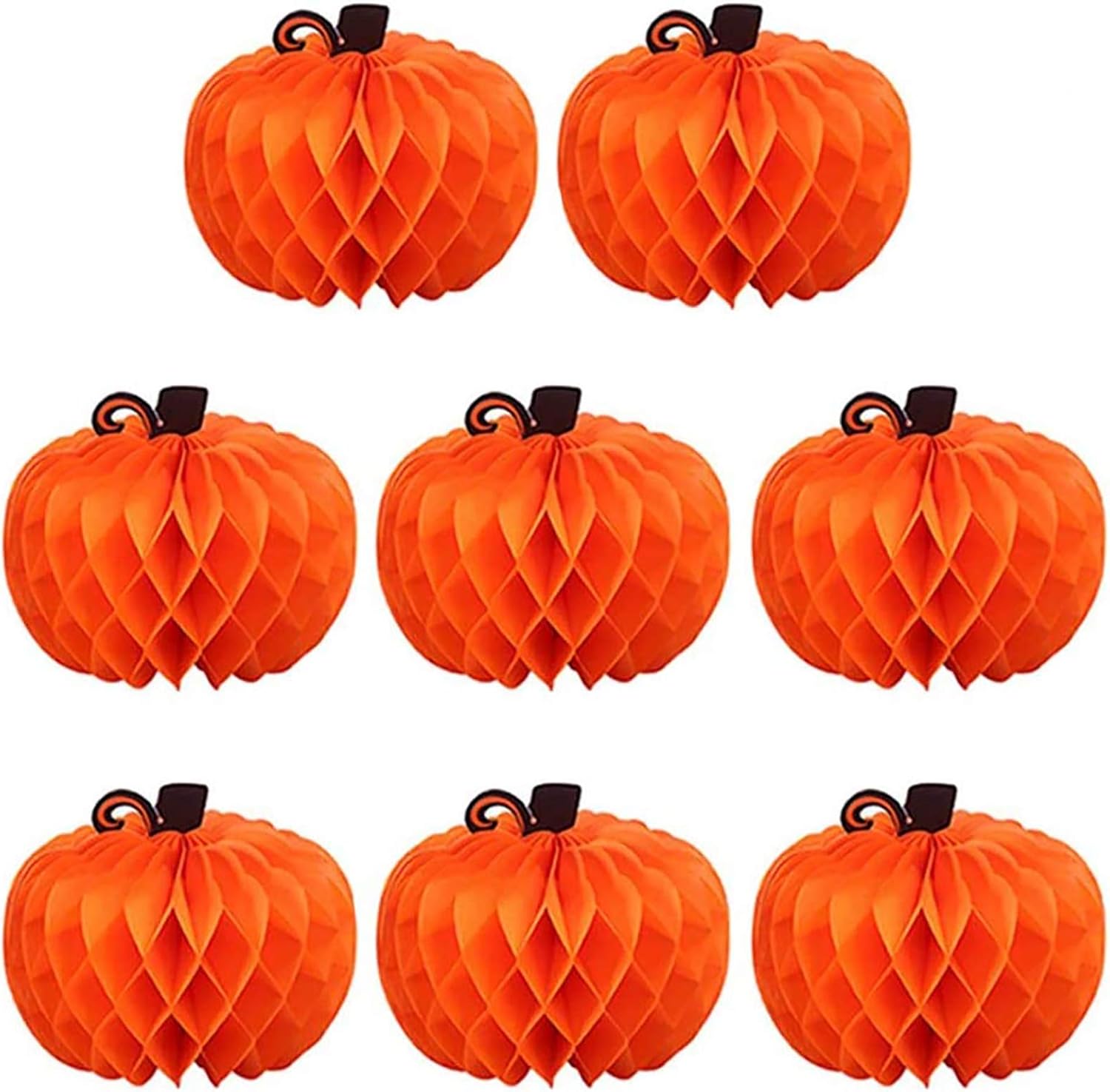 Kalolary 8 Packs Pumpkin Honeycomb Paper Tissue Halloween Pumpkin Honeycomb Tissue Ball Halloween Thanksgiving Day Festival Party Decoration