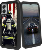 for Motorola Moto G Stylus 5G 2024 Case for Men Women Flag Firefighter Mixed Dual Layer Heavy Duty Shockproof Rugged Protective Phone Case for Moto G Stylus 5G 2024