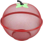 Apple-Shaped Fruit Basket Mesh Fruit Holder Covered Fruit Bowl for Kitchen Counter Mesh Fruit Holder Fruits Storage Drain Basket Vegetable Storage Holder for Fruits & Vegetables (Red)