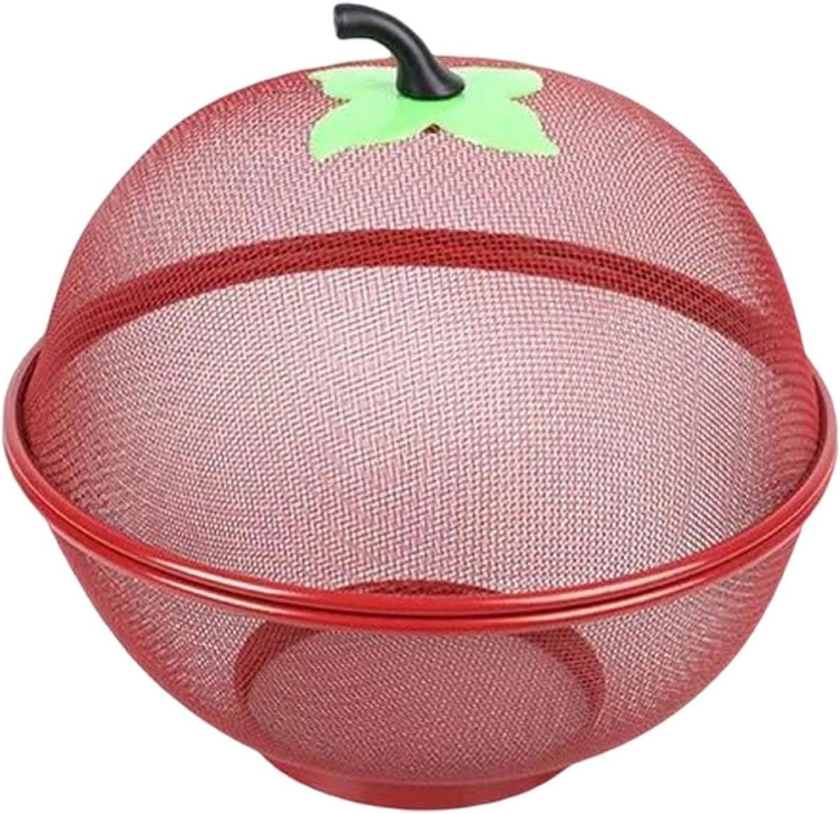 Apple-Shaped Fruit Basket Mesh Fruit Holder Covered Fruit Bowl for Kitchen Counter Mesh Fruit Holder Fruits Storage Drain Basket Vegetable Storage Holder for Fruits & Vegetables (Red)