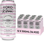 Koko & Karma - Collagen Coconut Water with Acai - Marine Collagen Peptides with No Preservatives and No Added Sugar - 12 Pack - 16.9 Ounce Cans