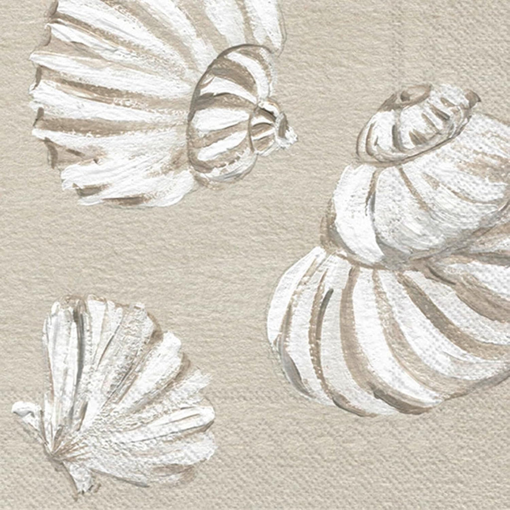 IHR Ideal Home Range Cocktail Napkins Disposable 3-Ply Paper Party Napkin Pack, 5" x 5", Beach Treasures Shells, 20-Count