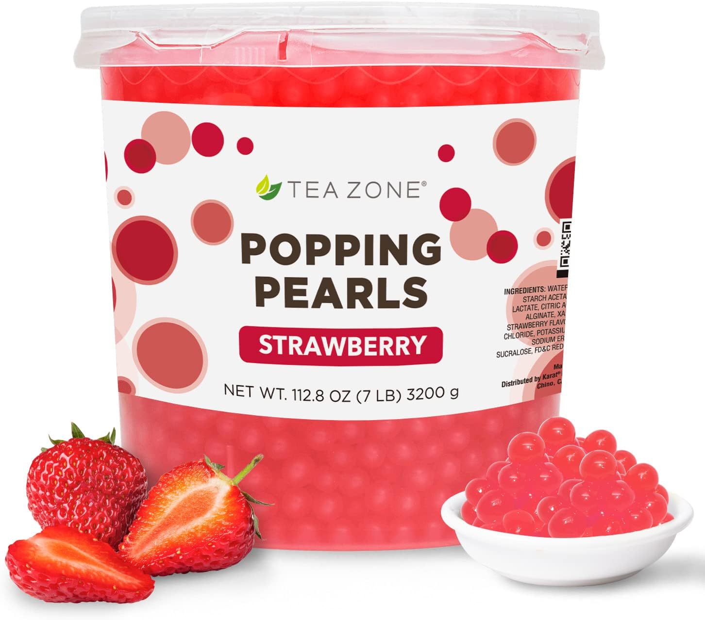 Tea Zone [7 Pounds] Strawberry Popping Pearls for Boba Tea Beverages, Sweets, Ice Cream Topping | B2053