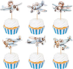 36 PCS Airplane Cupcake Toppers Pilot Aviation plane Cupcake Picks Airplane Plane Cupcake Decoration for Plane Theme Baby Shower Kids Boys Birthday Party Cake Decorations Supplies Blue