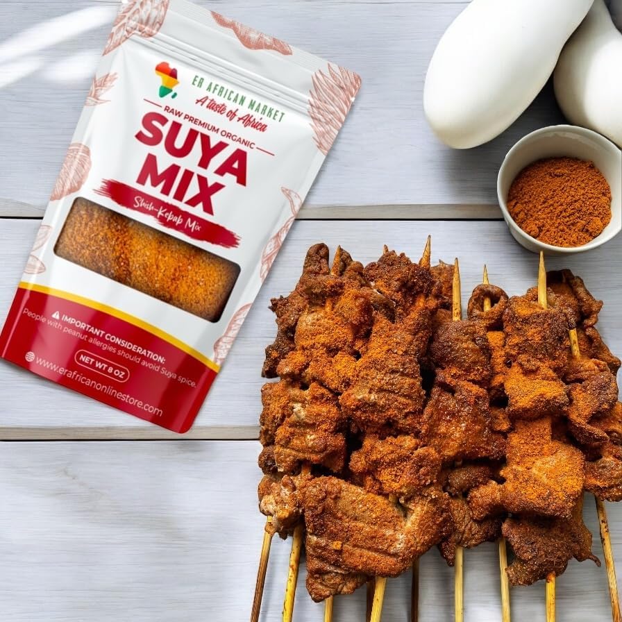Suya Mix, Premium Organic Shish-Kebab Seasoning, Premium West African Seasoning Blend, Suya Pepper Perfect for Grilling, Roasting, and Cooking | Hot & Spicy Suya Pepper – 8oz
