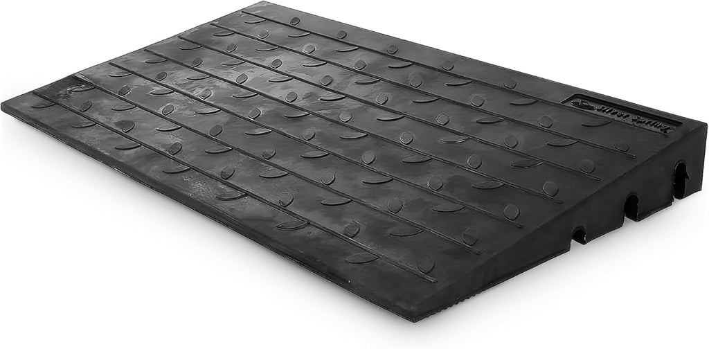 Silver Spring Threshold Ramp, Solid Rubber 4" Maximum Riser with 3 Channels, Black - Mobility Assistance Ramp for Wheelchairs, Scooters, and Power Chairs