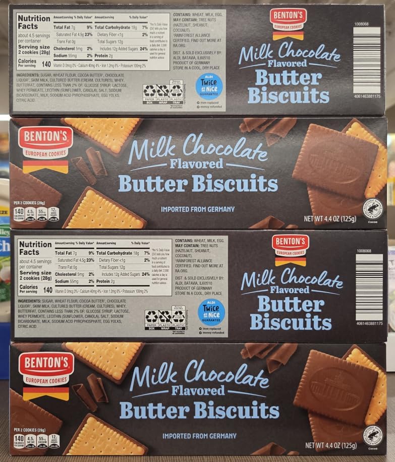 Specially Selected Butter Cookie Coated with Milk Chocolate Flavor 4.41oz 125g (Four Boxes)