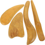 PartyKindom 4pcs Wooden Face Massager for Women Multifunctional Gua Sha Scraper Tools for Facial Relaxation Massage Burr Natural Wood Includes Ear S Shape Finger and Heart Shaped Scrapers