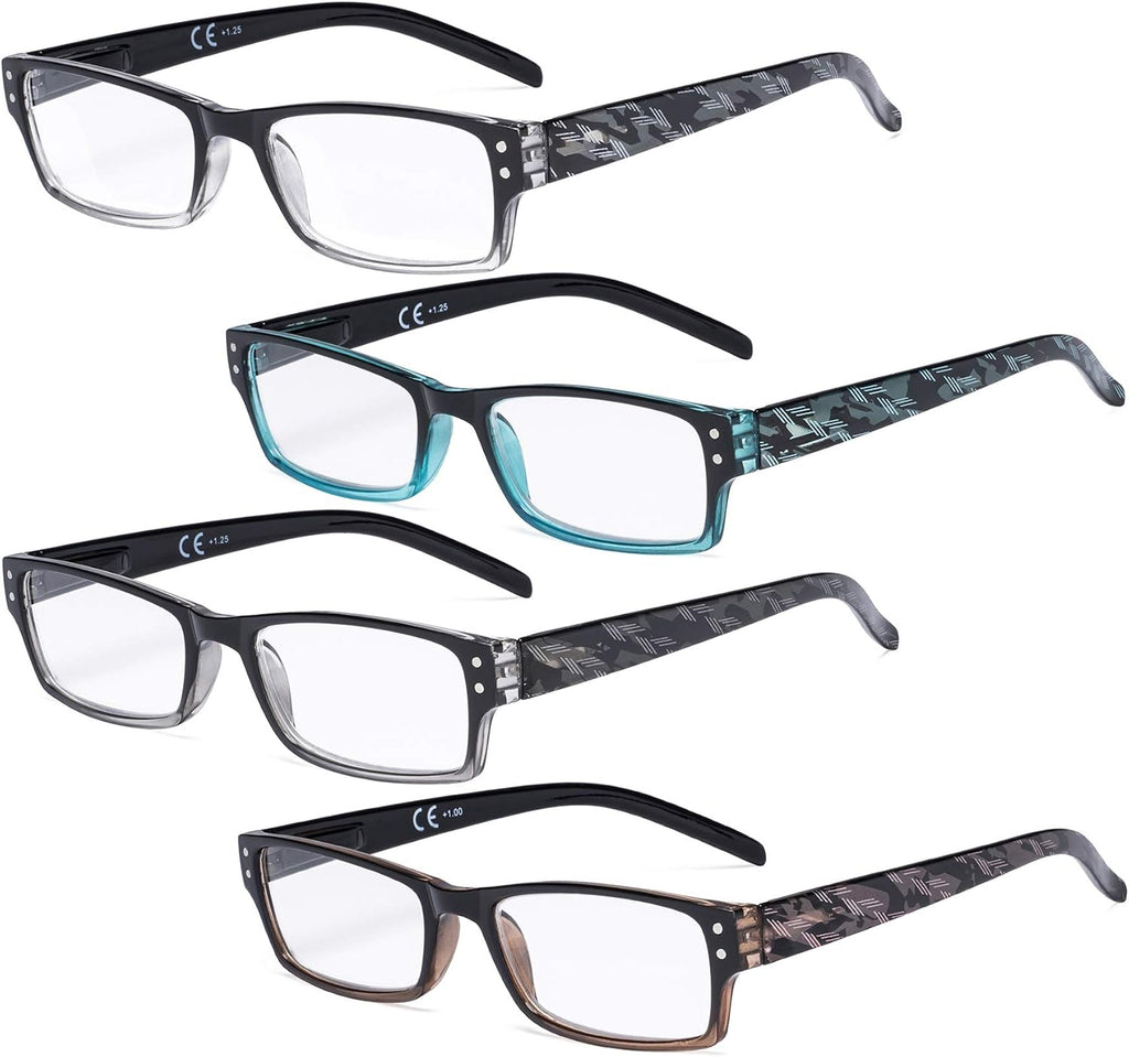 Eyekepper Reading Glasses 4 Pack Fashion Spring Hinge Readers Great Value Quality Glasses Women Reading +1.50